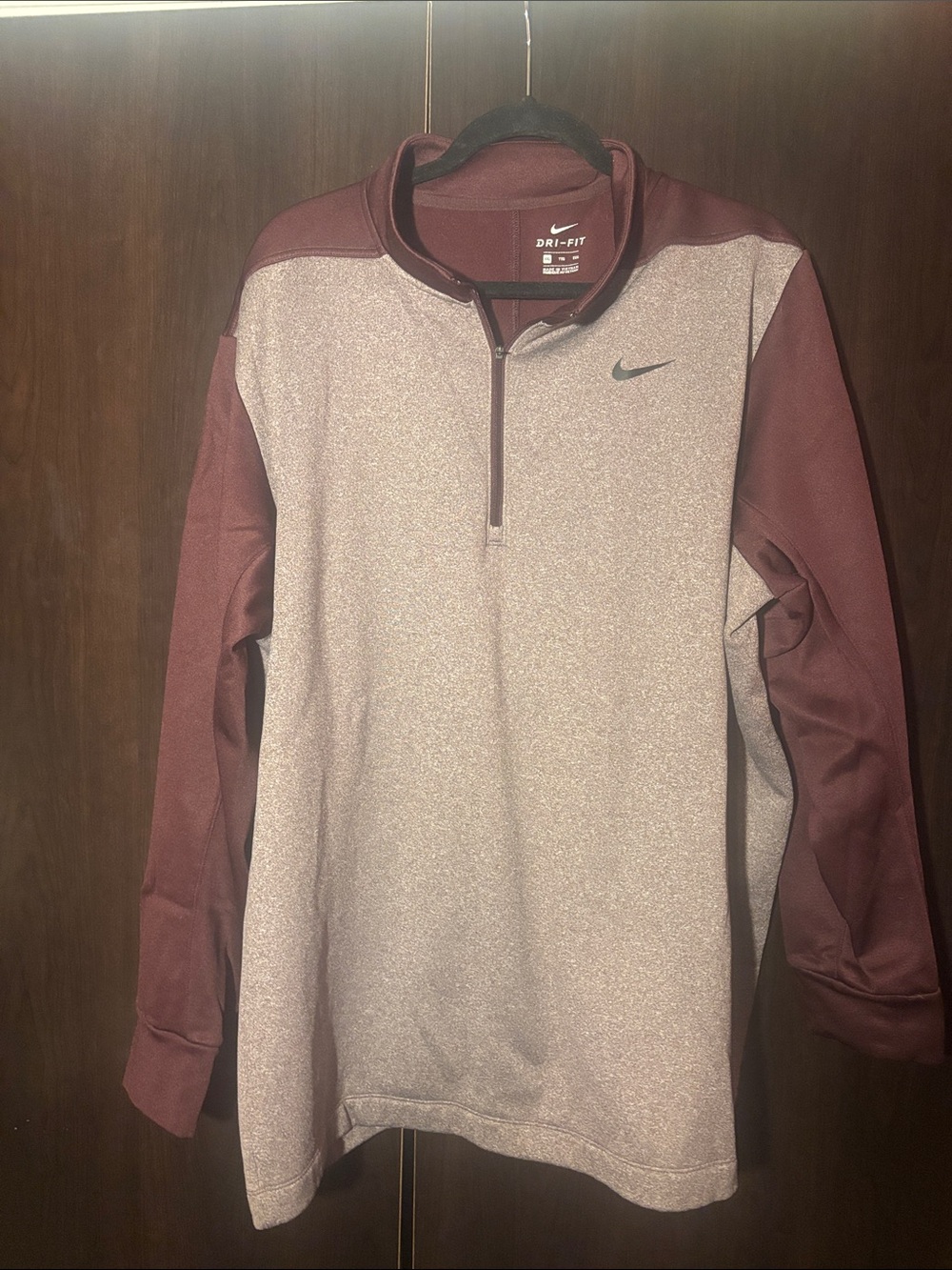 Nike Men’s Maroon and Heathered Light Maroon Quarter-Zip Pullover XXL